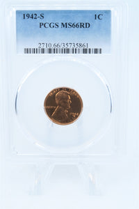 1942-S PCGS MS66RD Lincoln Wheat Cent Business Strike 1C