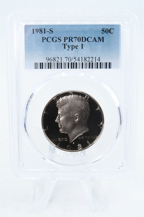1981-S PCGS PR70DCAM Type 1 Kennedy Half Dollar Proof 50C