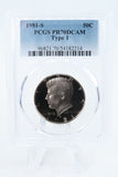 1981-S PCGS PR70DCAM Type 1 Kennedy Half Dollar Proof 50C