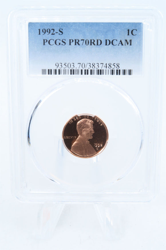 1992-S PCGS PR70DCAM Lincoln Memorial Cent Proof 1C
