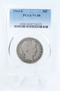 1904-S PCGS VG08 Barber Half Dollar Business Strike 50C