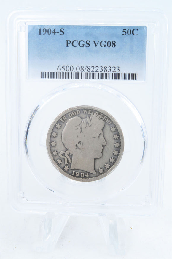1904-S PCGS VG08 Barber Half Dollar Business Strike 50C