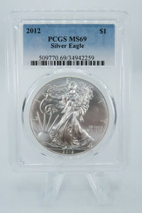 2012 PCGS MS69 American Silver Eagle Bullion Dollar Business Strike 1 oz