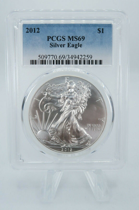 2012 PCGS MS69 American Silver Eagle Bullion Dollar Business Strike 1 oz