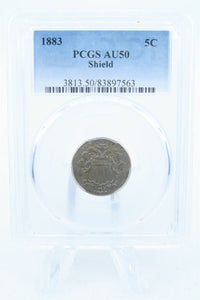 1883-P PCGS AU50 Shield Nickel Business Strike 5C