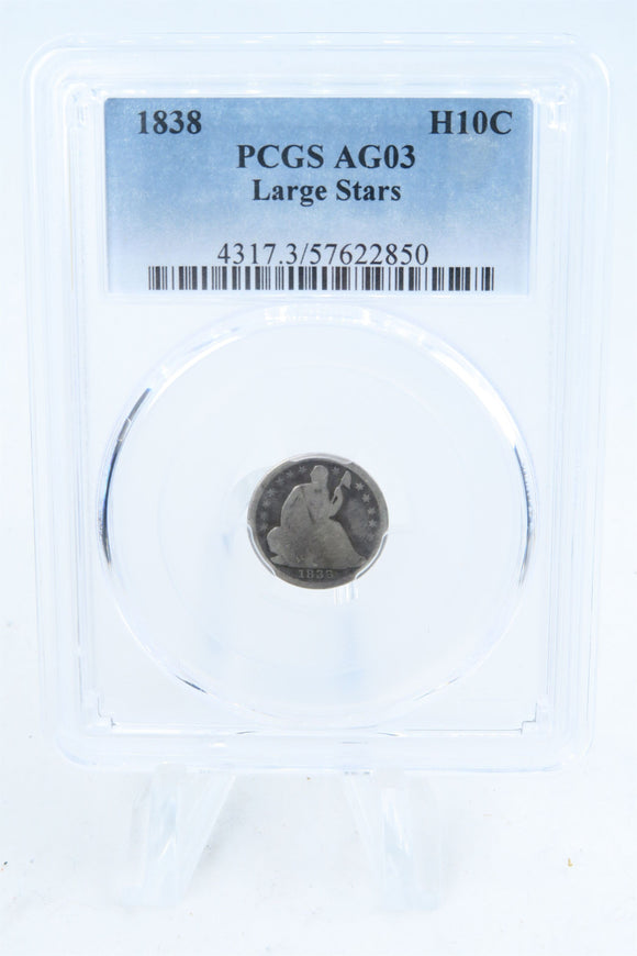 1838-P PCGS AG03 Liberty Seated Half Dime Business Strike H10C