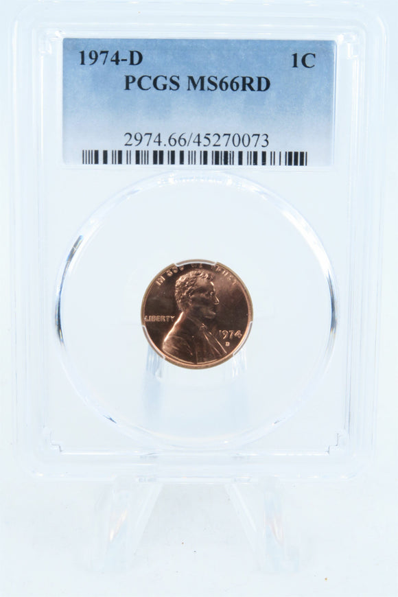 1974-D PCGS MS66RD Lincoln Memorial Cent Business Strike 1C