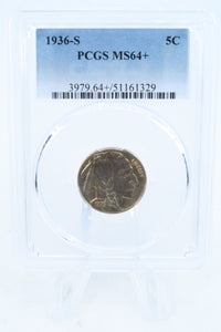 1936-S PCGS MS64+ Buffalo Nickel Business Strike 5C