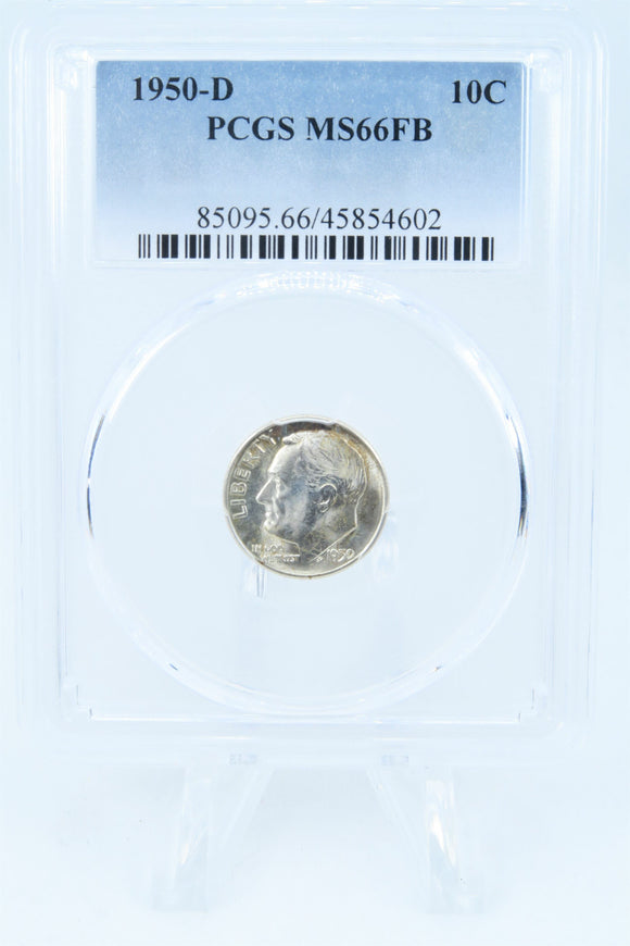 1950-D PCGS MS66FB Roosevelt Dime Business Strike 10C