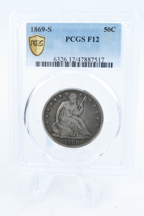 1869-S PCGS F12 Liberty Seated Half Dollar Business Strike 50C