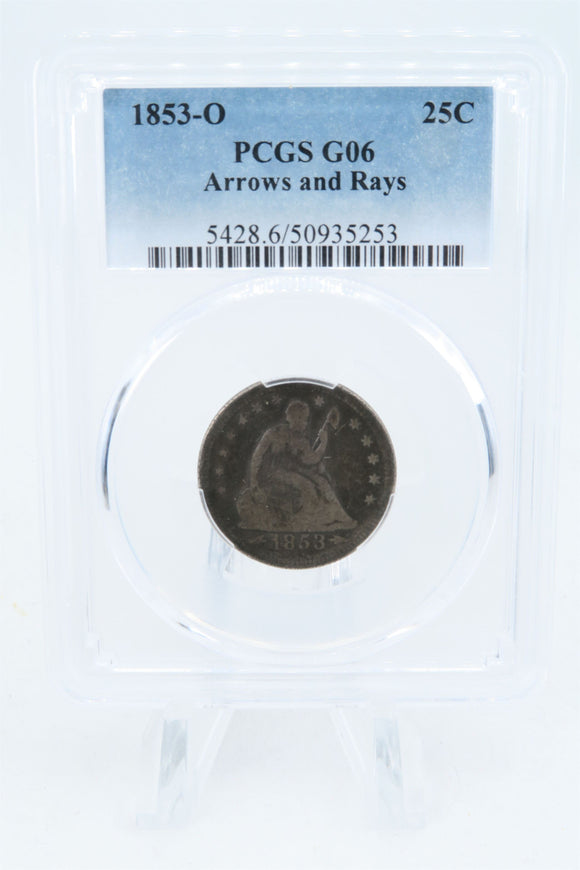 1853-O PCGS G06 Liberty Seated Quarter Business Strike 25C