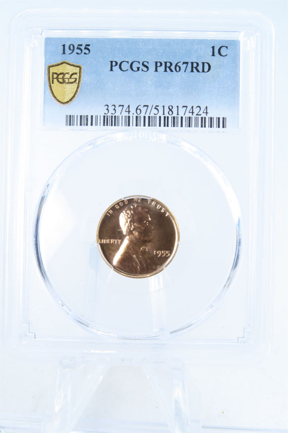 1955-P PCGS PR67RD Lincoln Wheat Cent Proof 1C