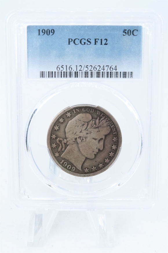 1909-P PCGS F12 Barber Half Dollar Business Strike 50C