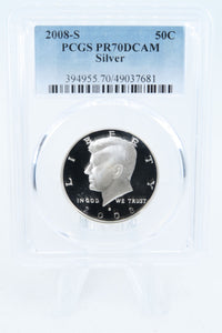 2008-S PCGS PR70DCAM Silver Kennedy Half Dollar Proof 50C
