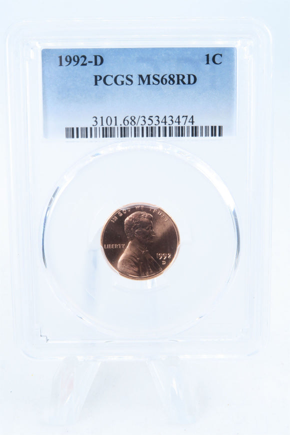 1992-D PCGS MS68RD Lincoln Memorial Cent Business Strike 1C