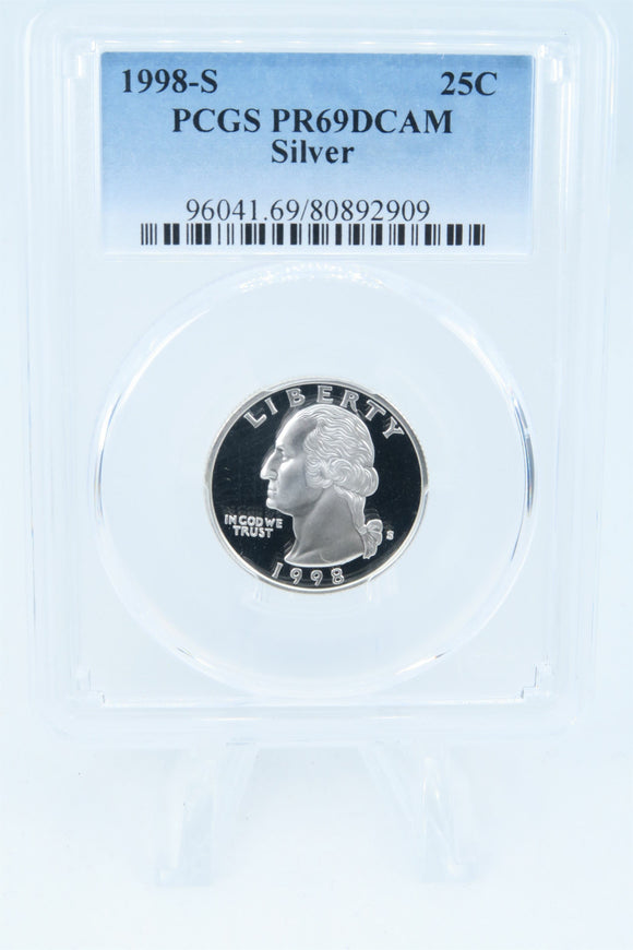 1998-S PCGS PR69DCAM Silver Washington Quarter Proof 25C