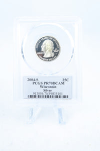 2004-S PCGS PR70DCAM Silver Wisconsin State Quarter Proof 25C