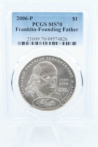 2006-P PCGS MS70 Franklin-Founding Father Silver Modern Commemorative Dollar