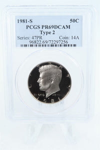 1981-S PCGS PR69DCAM Type 2 Kennedy Half Dollar Proof 50C