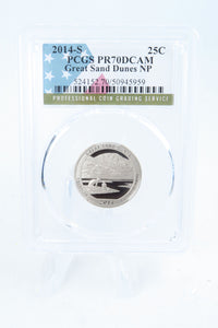 2014-S PCGS PR70DCAM Great Sand Dunes NP Quarter Proof 25C