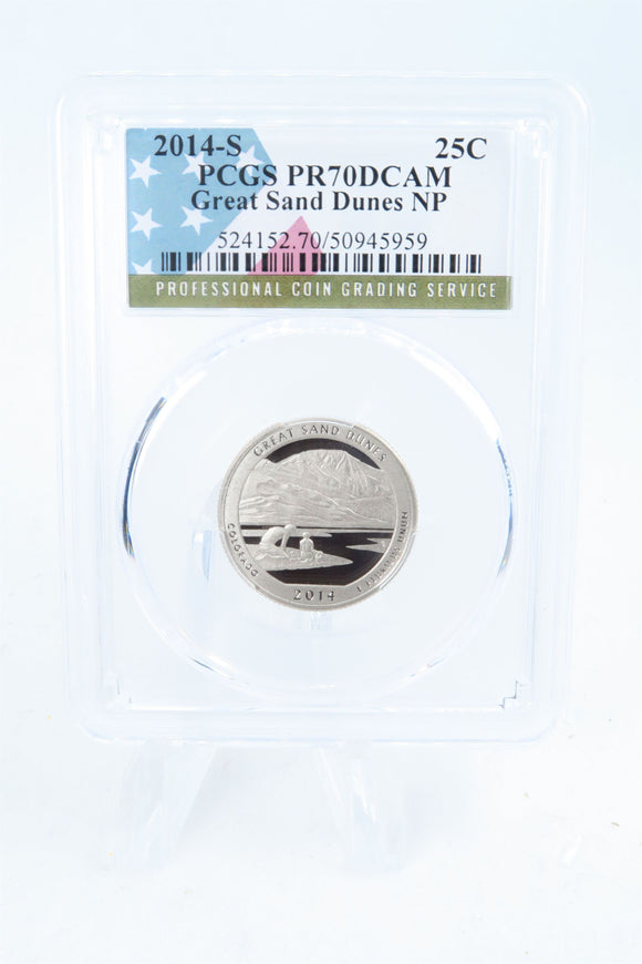 2014-S PCGS PR70DCAM Great Sand Dunes NP Quarter Proof 25C