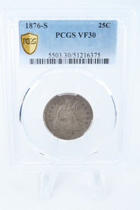 1876-S PCGS VF30 Liberty Seated Quarter Business Strike 25C
