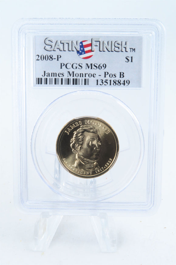 2008-P PCGS SP69 James Monroe Position B Presidential Dollar Satin Finish