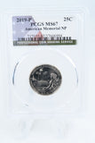 2019-P PCGS MS67 American Memorial NP Quarter Business Strike 25C