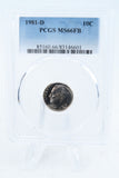1981-D PCGS MS66FB Roosevelt Dime Business Strike 10C