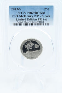 2013-S PCGS PR69DCAM Silver Limited Edition Fort McHenry NP Quarter Proof 25C