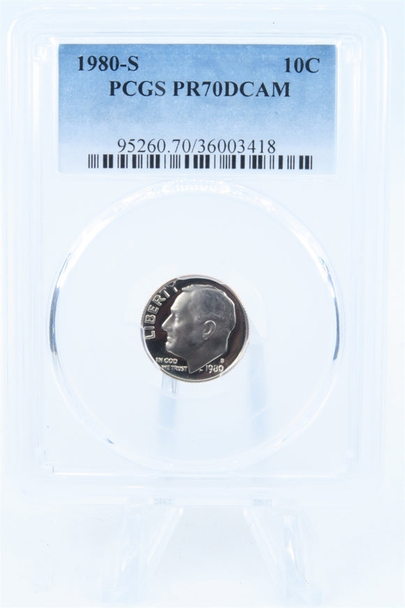 1980-S PCGS PR70DCAM Roosevelt Dime Proof 10C