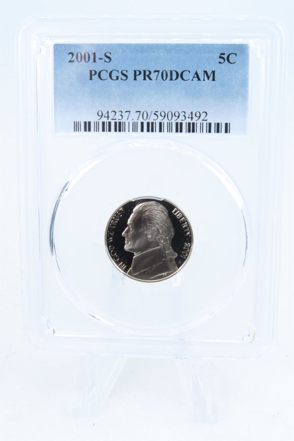 2001-S PCGS PR70DCAM Jefferson Nickel Proof 5C