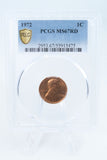 1972-P PCGS MS67RD Lincoln Memorial Cent Business Strike 1C