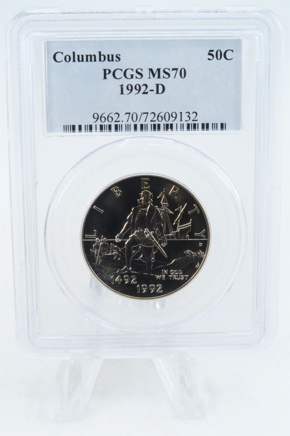 1992-D PCGS MS70 Columbus Modern Commemorative Half Dollar 50C