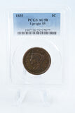 1855-P PCGS AU58BN Upright 55 Braided Hair Cent Business Strike 1C