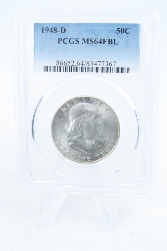 1948-D PCGS MS64FBL Franklin Half Dollar Full Bell Lines 50C
