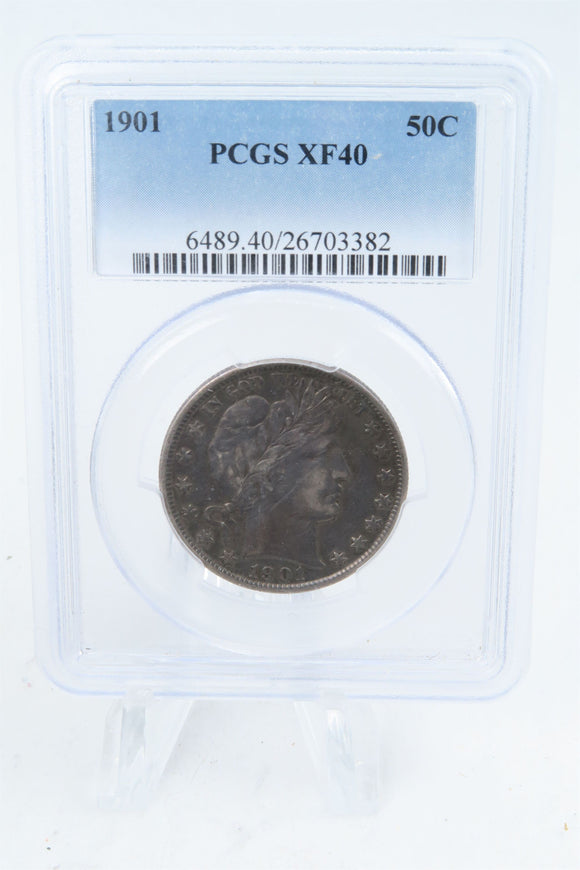 1901-P PCGS XF40 Barber Half Dollar Business Strike 50C