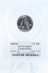 1999-D PCGS MS67 Connecticut State Quarter Business Strike 25C
