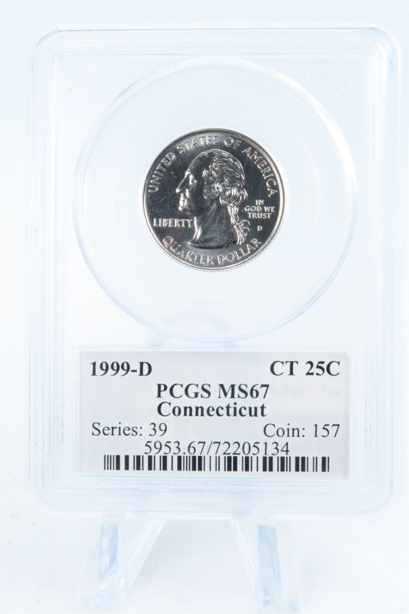 1999-D PCGS MS67 Connecticut State Quarter Business Strike 25C
