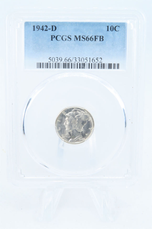 1942-D PCGS MS66FB Mercury Dime Business Strike 10C