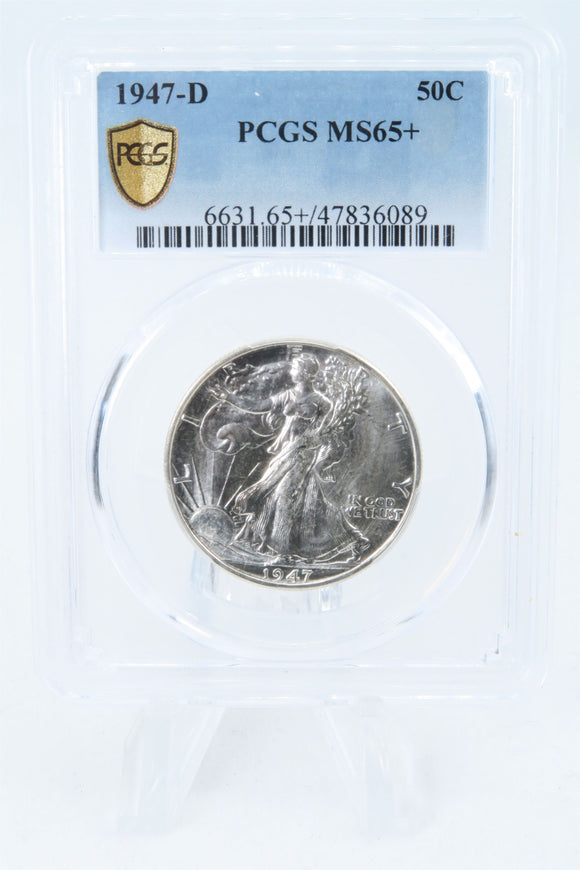 1947-D PCGS MS65+ Walking Liberty Half Dollar Business Strike 50C