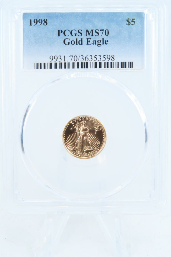 1998-P PCGS MS70 1/10th oz Gold Eagle Business Strike