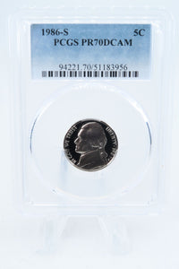 1986-S PCGS PR70DCAM Jefferson Nickel Proof 5C
