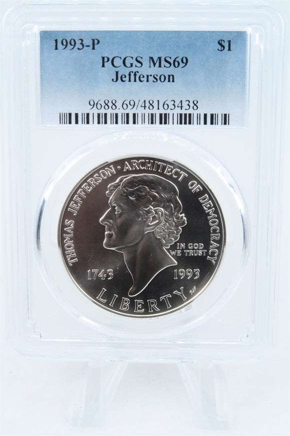 1993-P PCGS MS69 Jefferson Silver Modern Commemorative Dollar