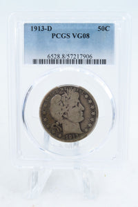 1913-D PCGS VG08 Barber Half Dollar Business Strike 50C