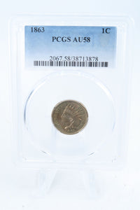 1863-P PCGS AU58 Indian Cent Business Strike 1C