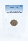 1863-P PCGS AU58 Indian Cent Business Strike 1C