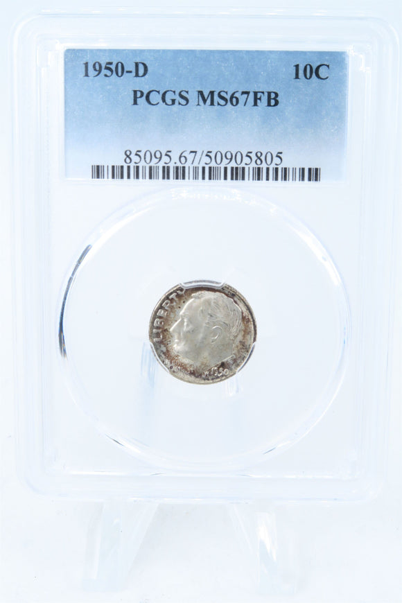 1950-D PCGS MS67FB Roosevelt Dime Business Strike 10C
