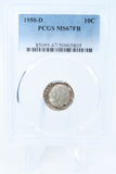 1950-D PCGS MS67FB Roosevelt Dime Business Strike 10C
