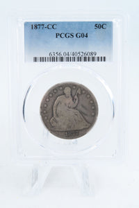 1877-CC PCGS G04 Liberty Seated Half Dollar Business Strike 50C